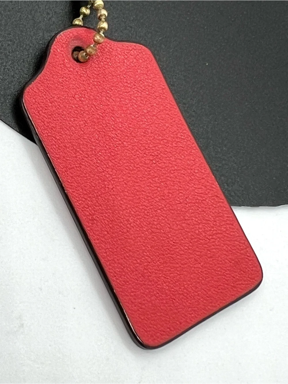 Coach Red Leather Gold Metal Dual Hang Tag Bag Charm Replacement Vintage